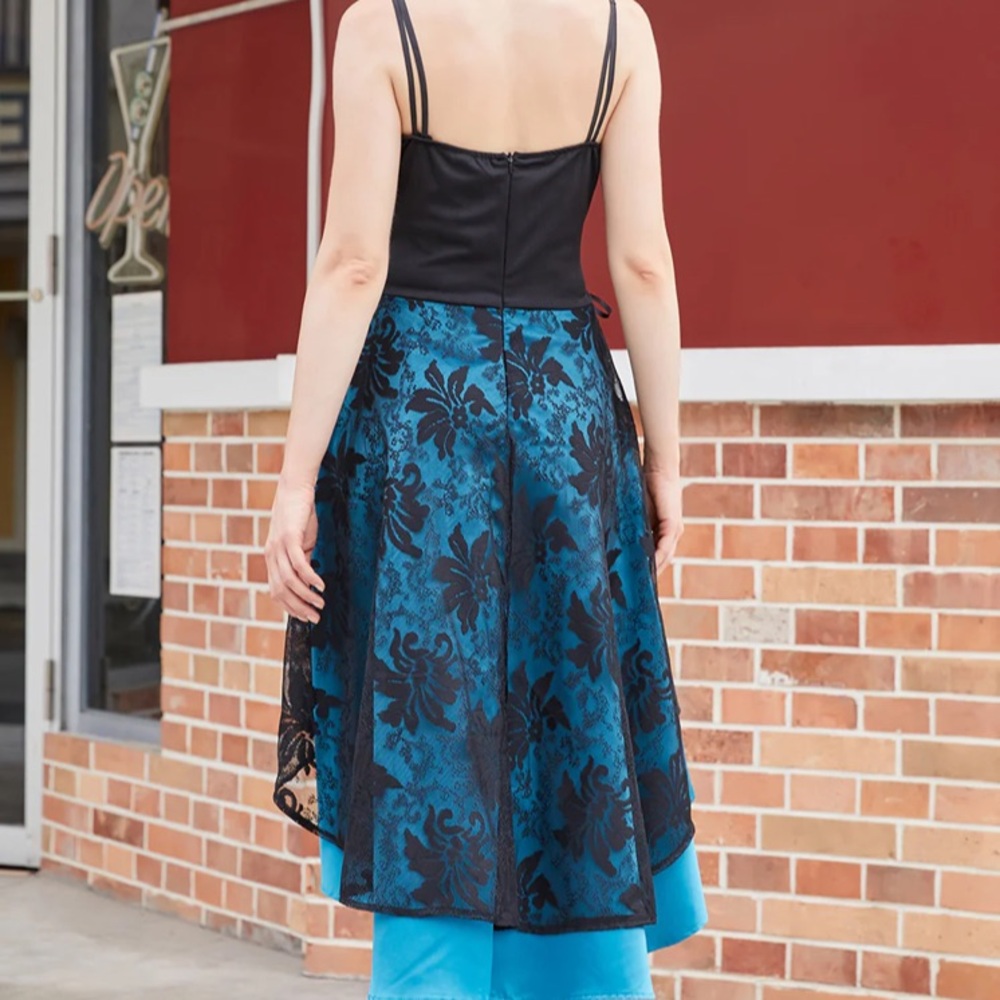 NWOT Steampunk Corseted Hi-Lo Lace Cocktail Dress - Picture 6 of 14